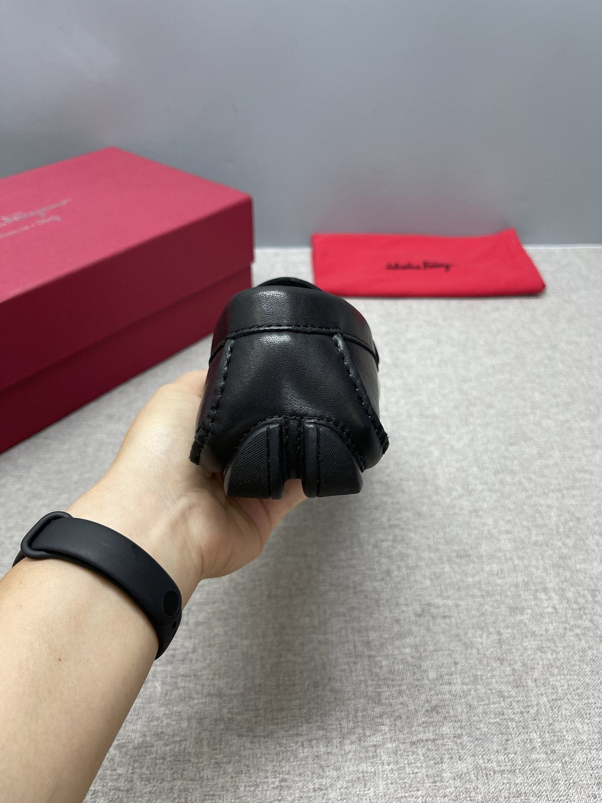Ferragamo Black Buckle Loafers — detail