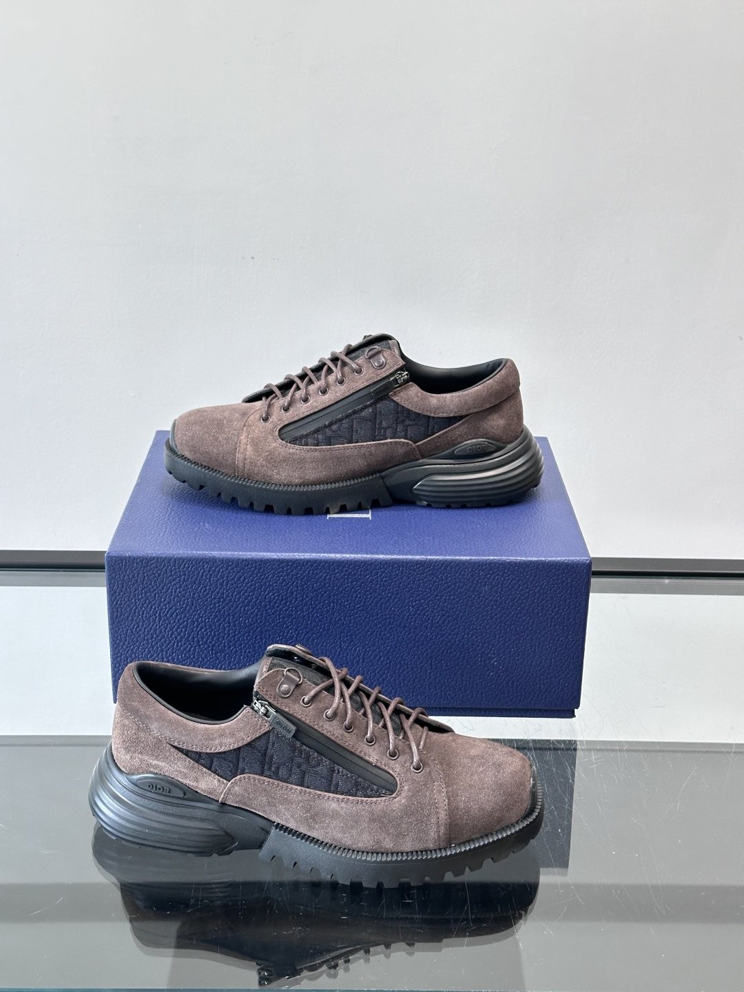 Dior Taupe Lace-Up Derby Shoes — side