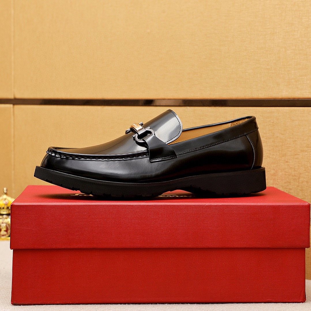 Ferragamo Black Bit Loafers — side