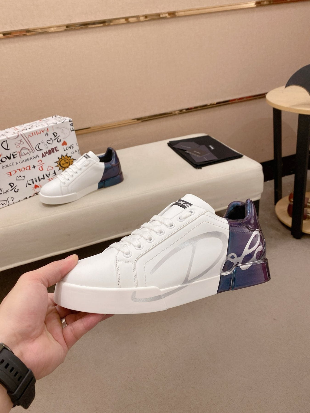 Dolce & Gabbana Graphic Heel Sneakers — side