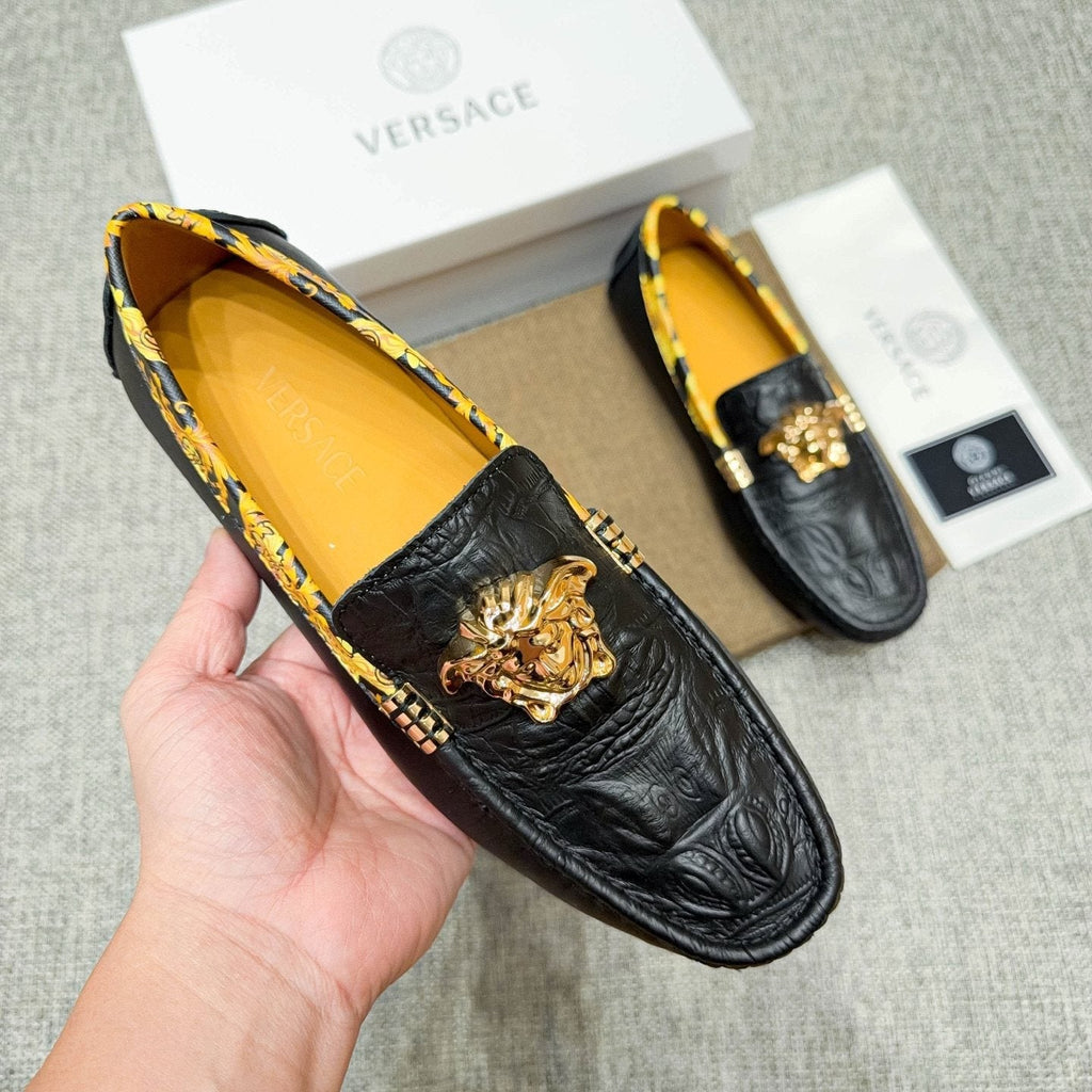 Versace Black Gold Hardware Loafers — model