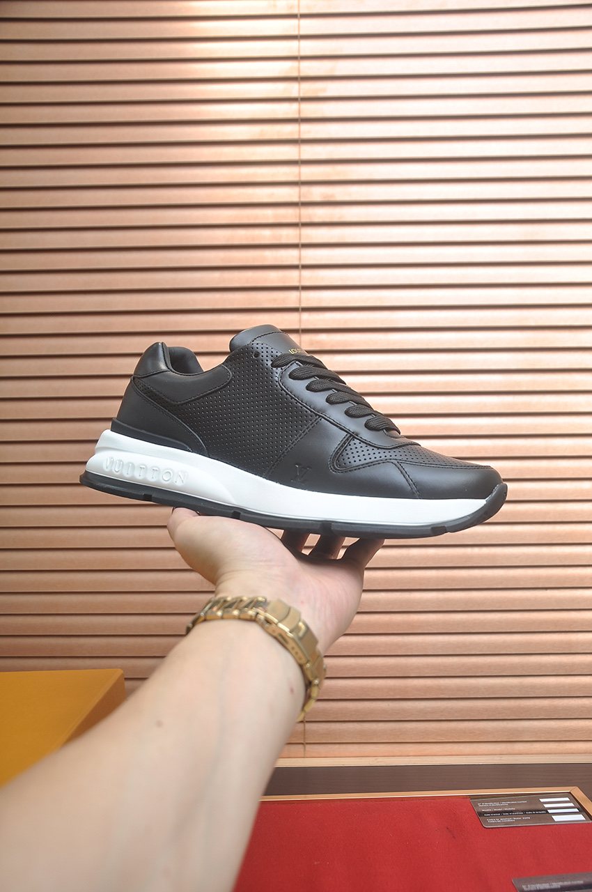 Louis Vuitton Black and White Low-Top Sneakers — side