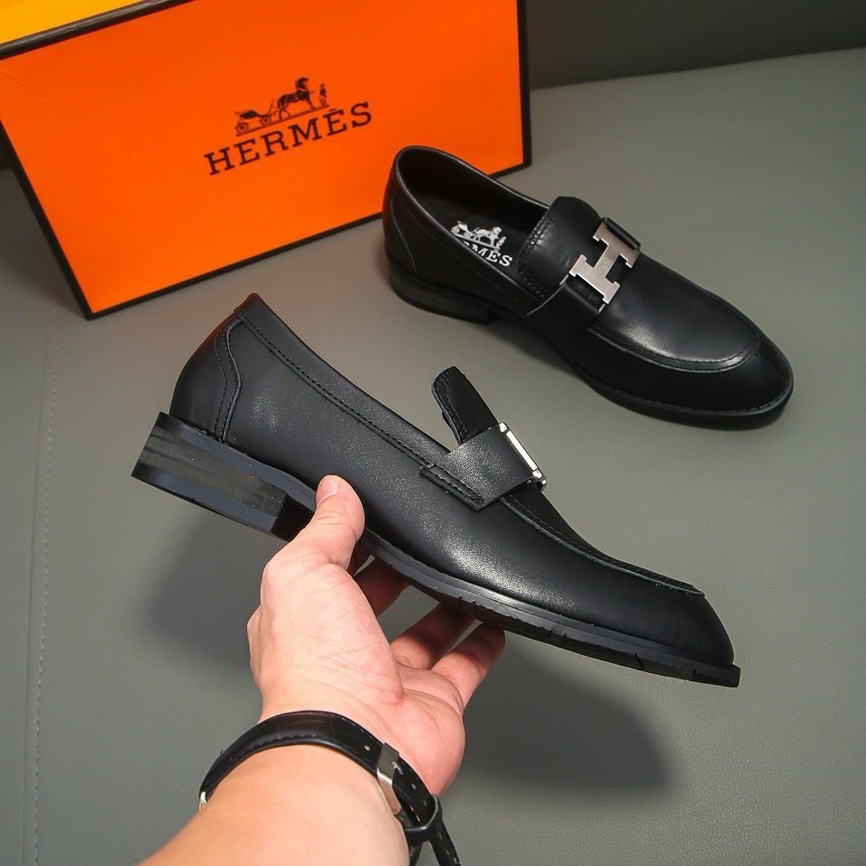 Hermès Black H-Buckle Loafers — model