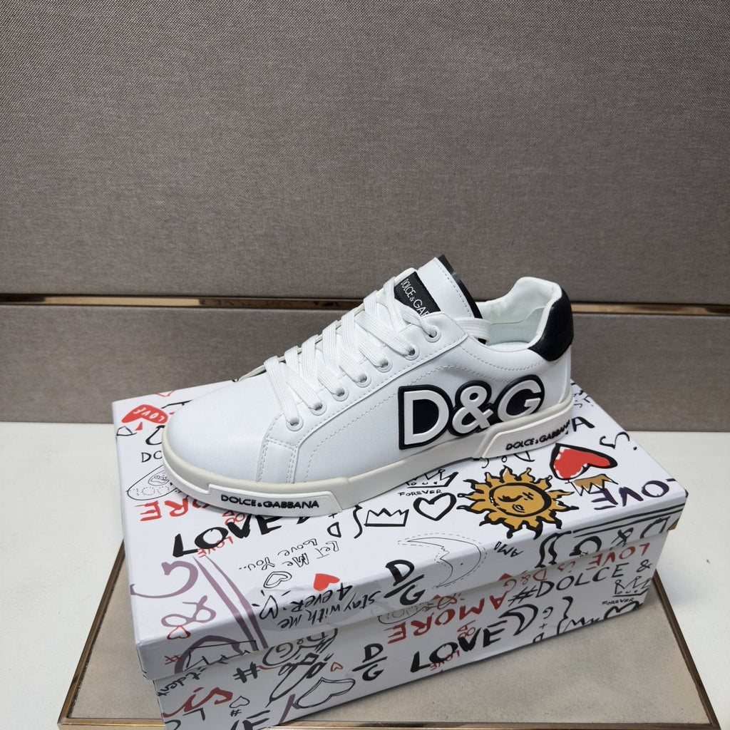 Dolce & Gabbana White Logo Low-Top Sneakers — side