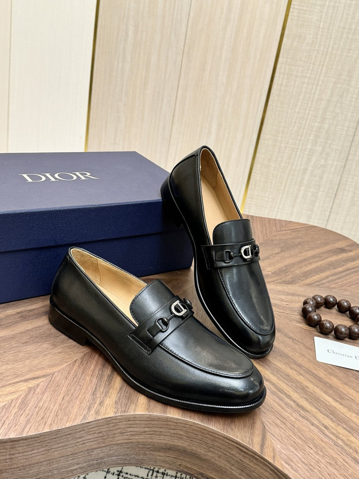 Dior Black Buckle Loafers — front