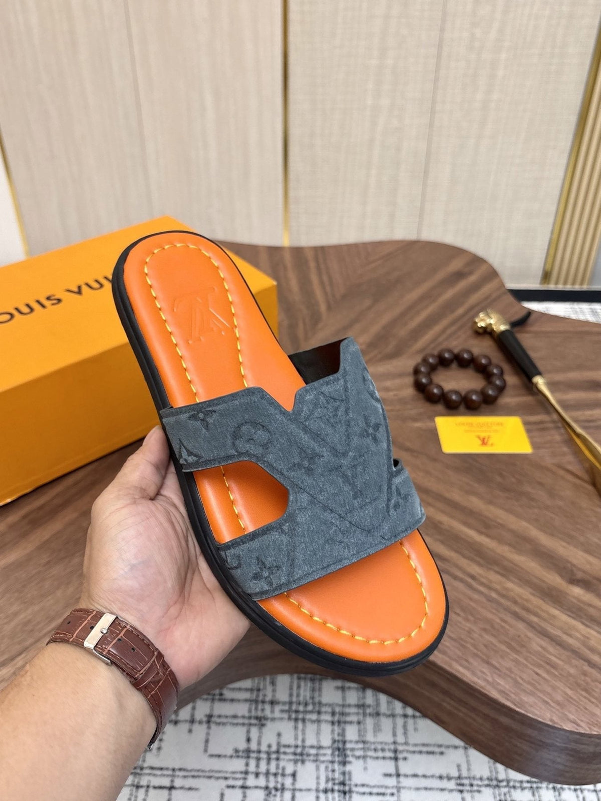 Louis Vuitton Monogram Slide Sandals — detail