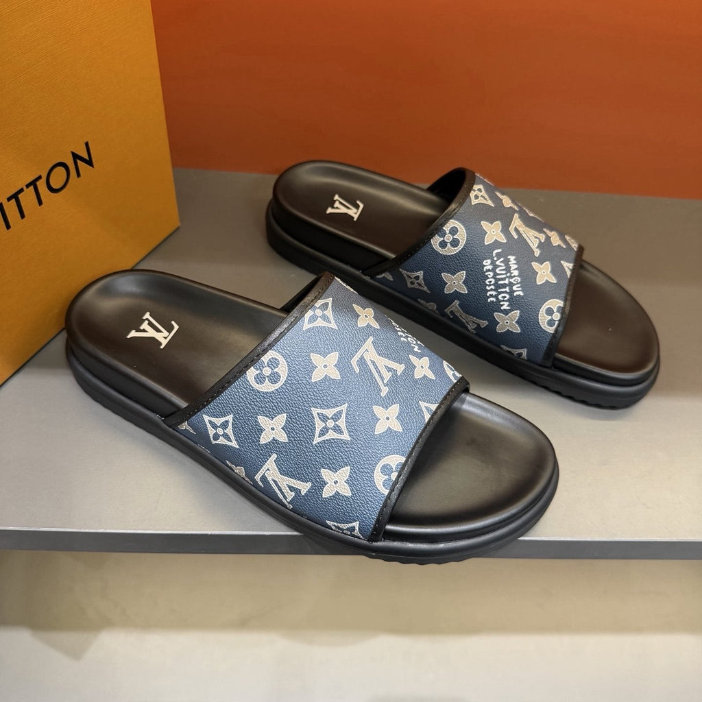 Louis Vuitton Monogram Slide Sandals — front