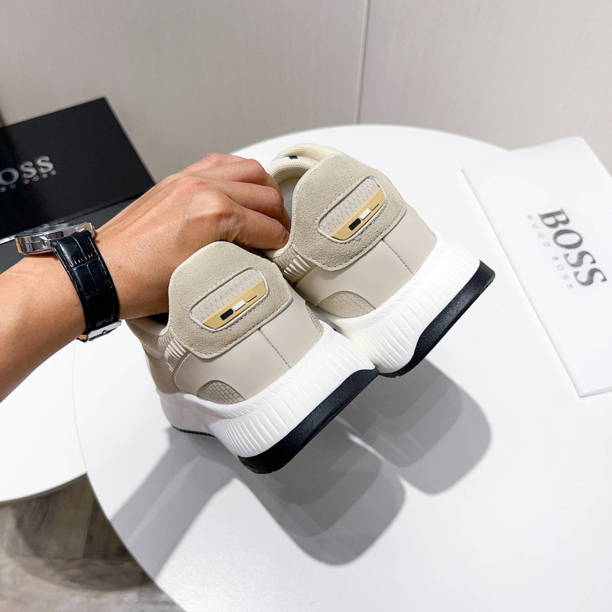 BOSS Knit Low-Top Sneakers — back