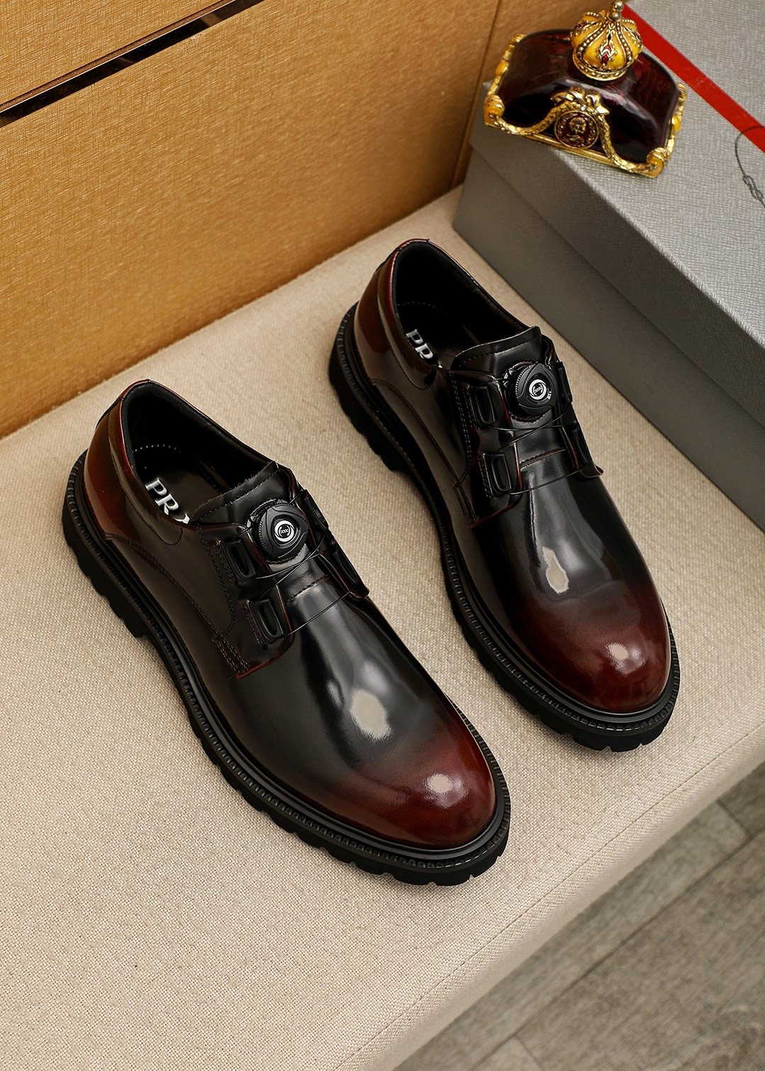 Prada Polished Lace-Up Lug Sole Dress Shoes — hero