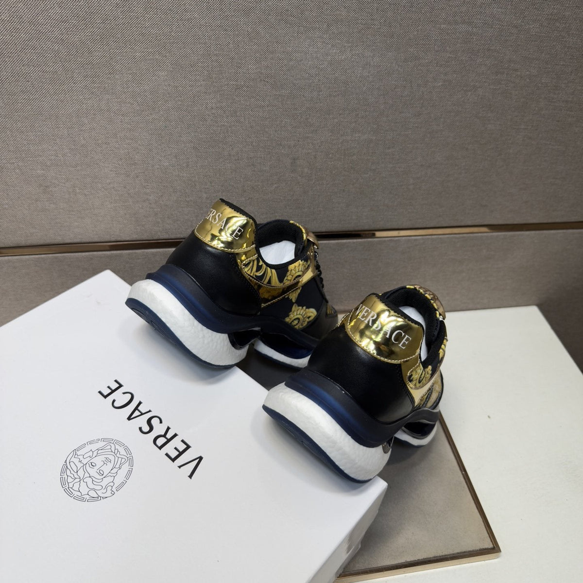 Versace Gold-Panel Low-Top Sneakers — back