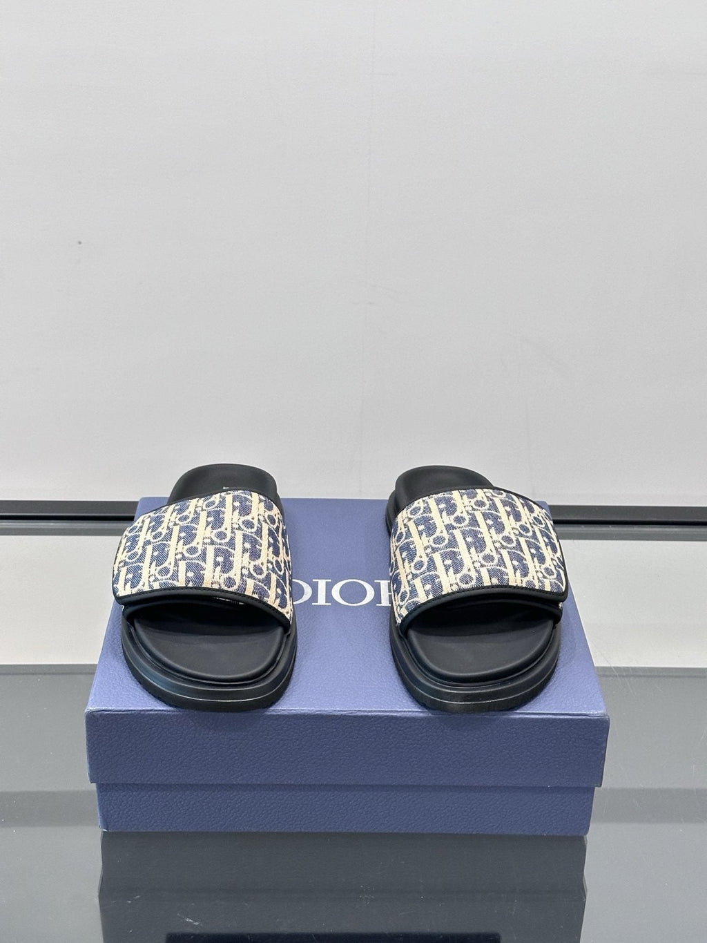 Dior Patterned Strap Slide Sandals — front