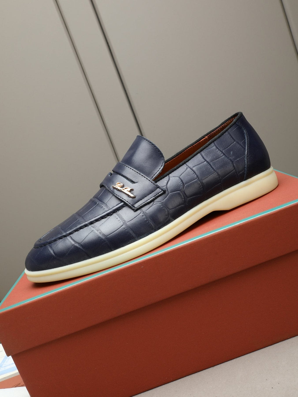 Loro Piana Crocodile-Embossed Loafers — front