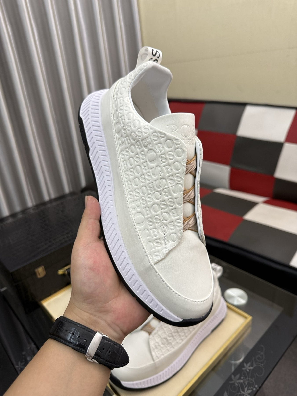 BOSS Textured Slip-On Sneakers — model